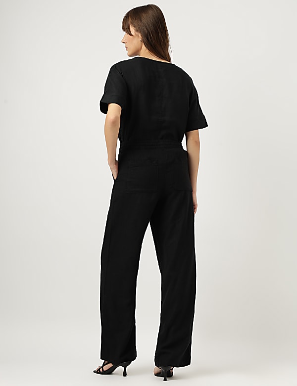 Linen Rich Wide Leg Trousers