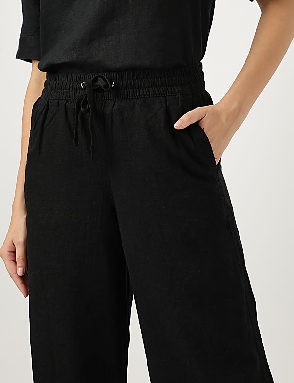 Linen Rich Wide Leg Trousers