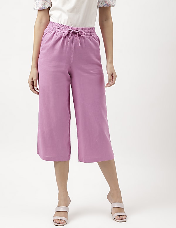 Linen Rich Wide Leg Trousers