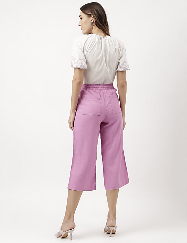 Linen Rich Wide Leg Trousers
