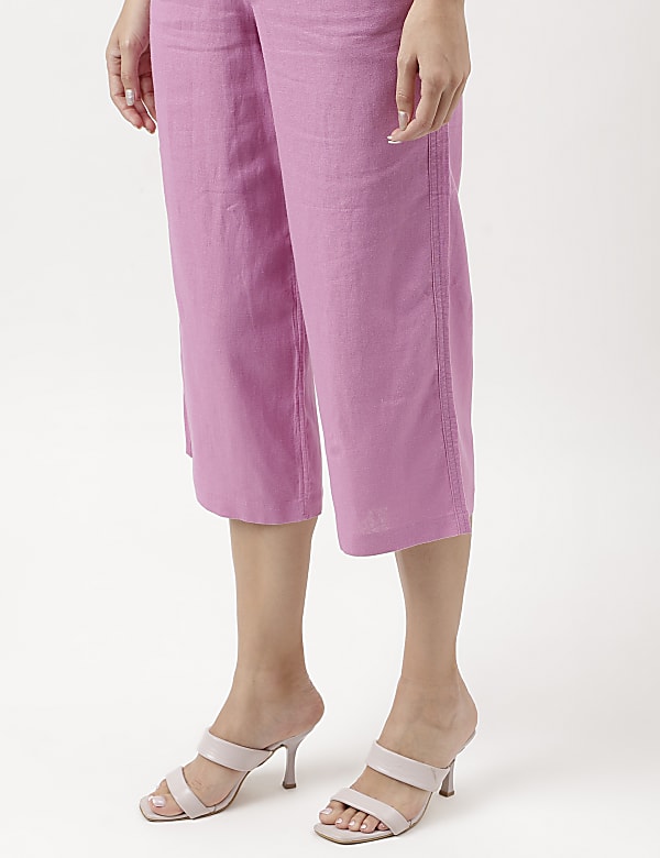 Linen Rich Wide Leg Trousers