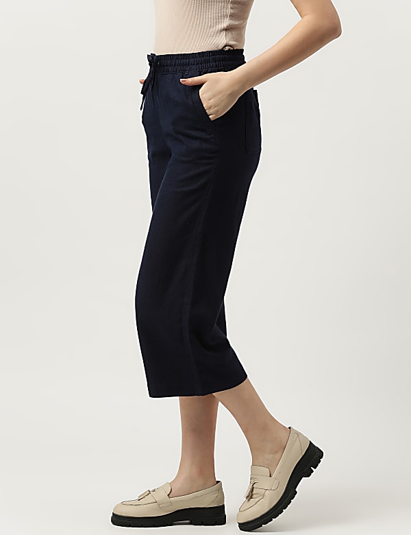 Linen Rich Wide Leg Trousers
