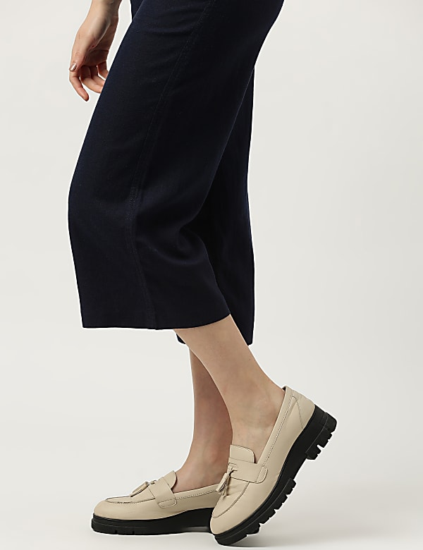 Linen Rich Wide Leg Trousers