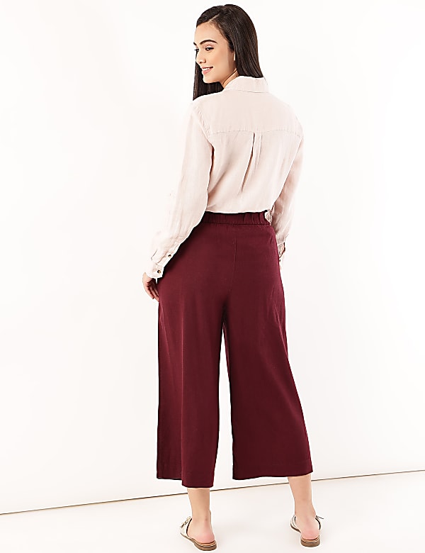 Linen Rich Wide Leg Trousers