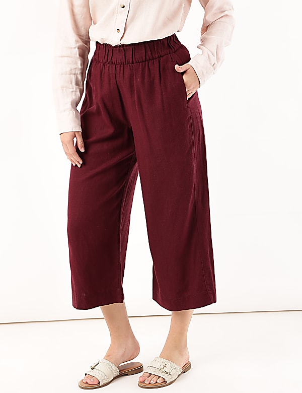 Linen Rich Wide Leg Trousers