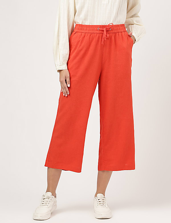 Linen Rich Wide Leg Trousers