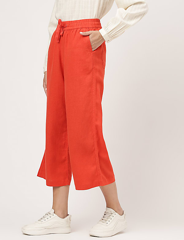 Linen Rich Wide Leg Trousers