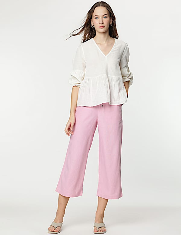Linen Rich Wide Leg Trousers