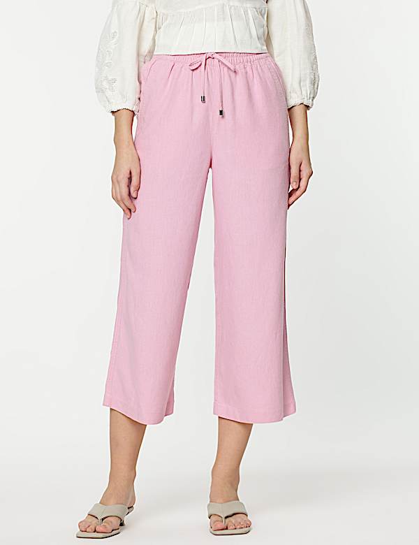 Linen Rich Wide Leg Trousers