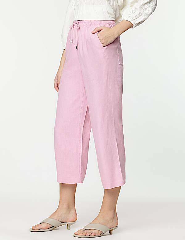 Linen Rich Wide Leg Trousers
