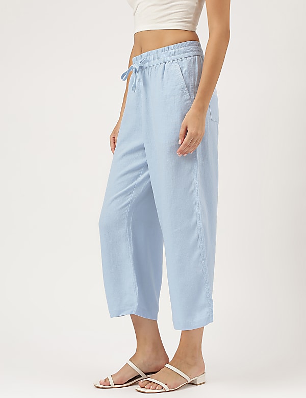 Linen Rich Wide Leg Trousers