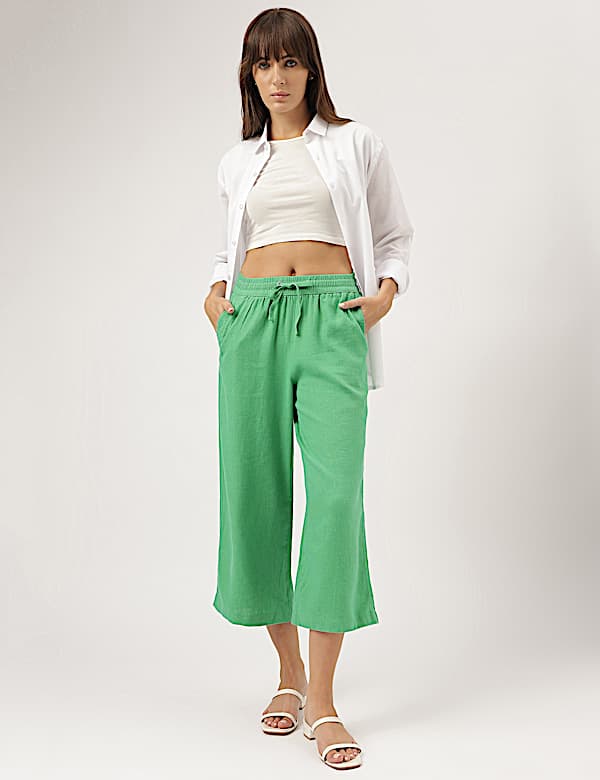 Linen Rich Wide Leg Trousers