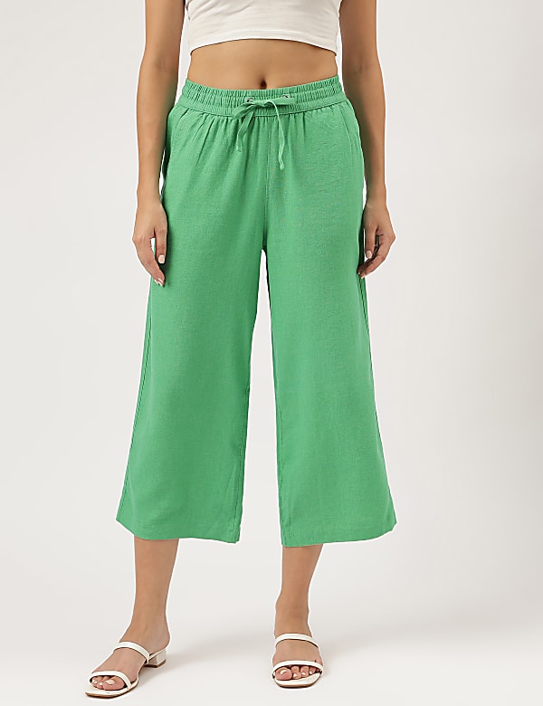 Linen Rich Wide Leg Trousers