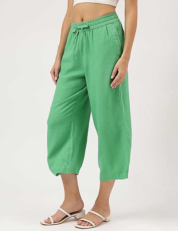 Linen Rich Wide Leg Trousers