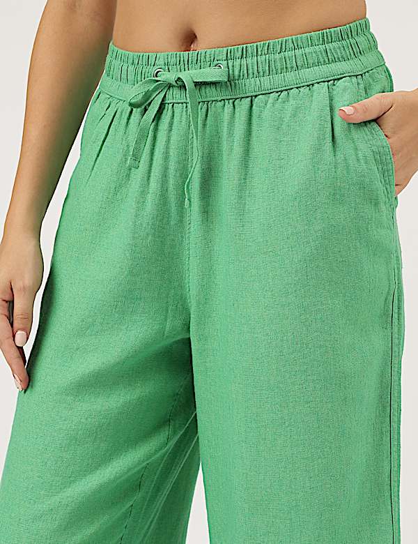 Linen Rich Wide Leg Trousers
