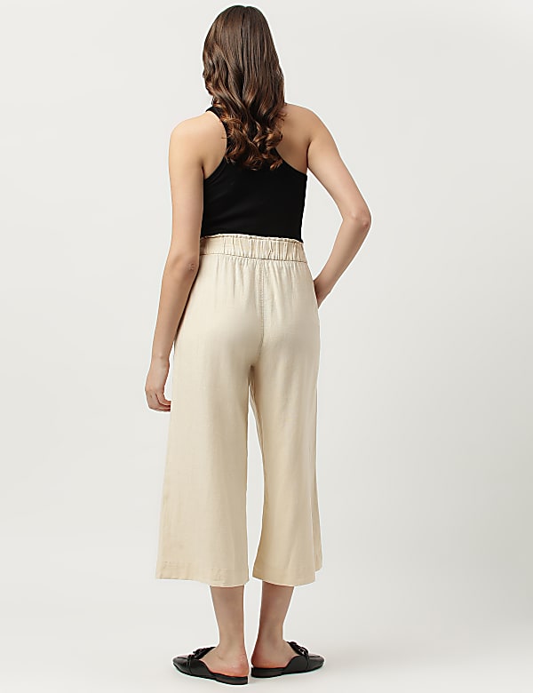 Linen Rich Wide Leg Trousers