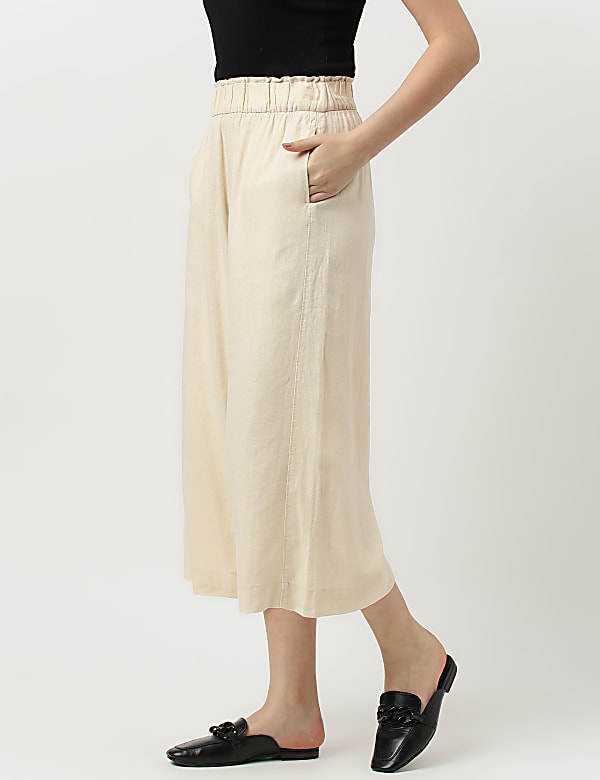 Linen Rich Wide Leg Trousers