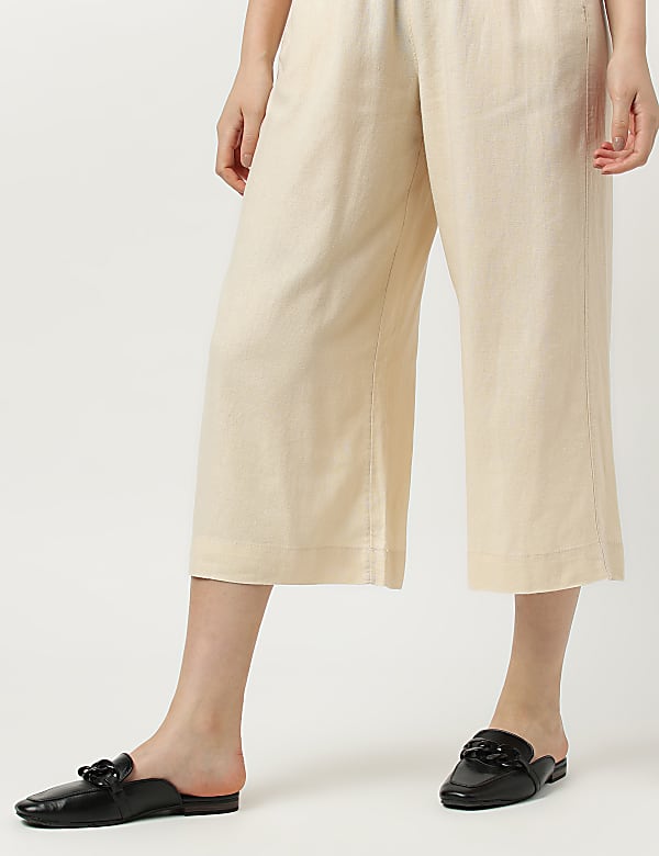 Linen Rich Wide Leg Trousers
