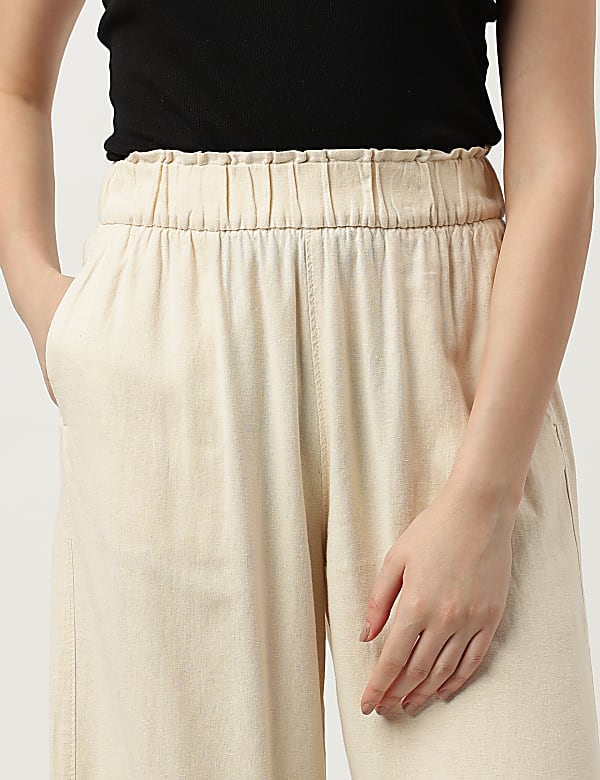 Linen Rich Wide Leg Trousers