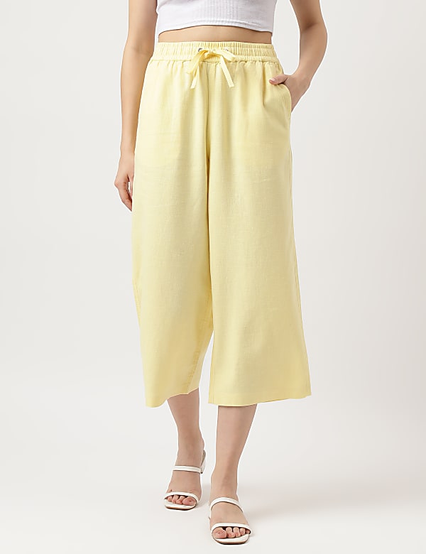 Linen Rich Wide Leg Trousers