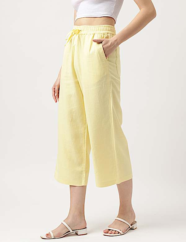 Linen Rich Wide Leg Trousers