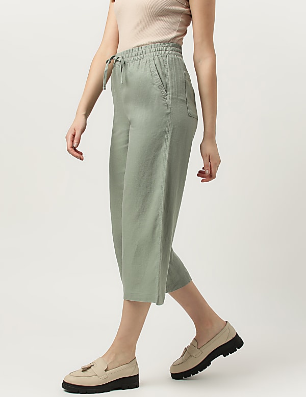 Linen Rich Wide Leg Trousers