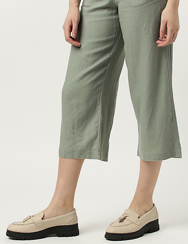 Linen Rich Wide Leg Trousers