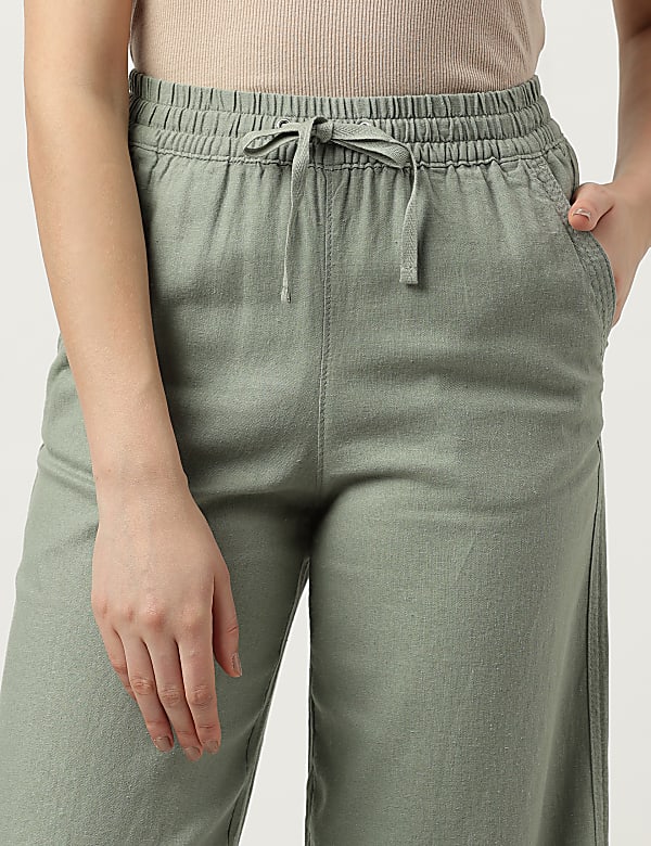 Linen Rich Wide Leg Trousers