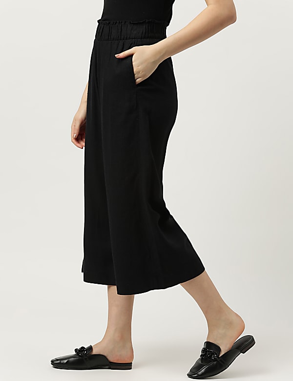 Linen Rich Wide Leg Trousers