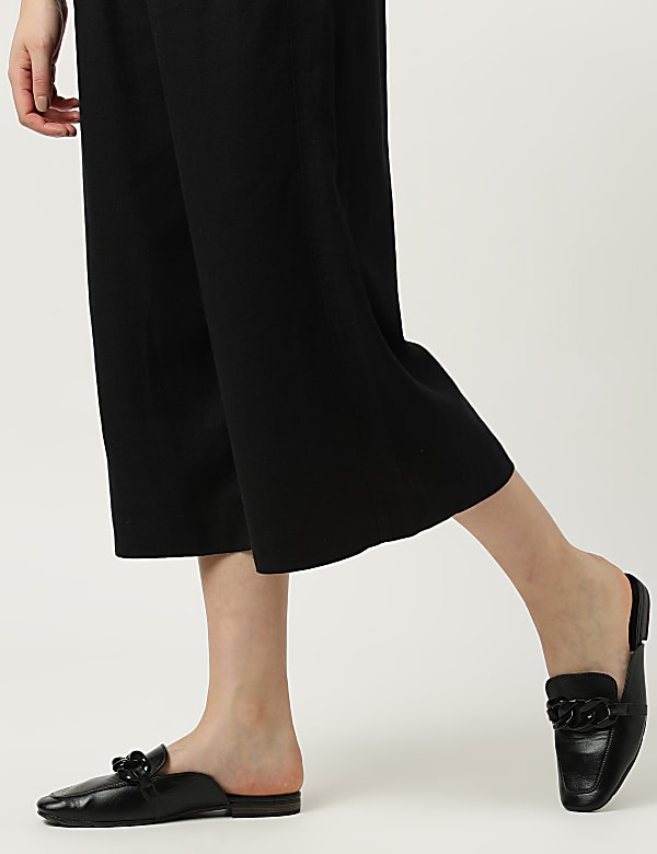Linen Rich Wide Leg Trousers