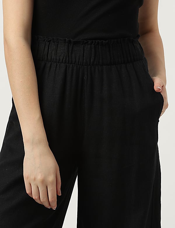 Linen Rich Wide Leg Trousers