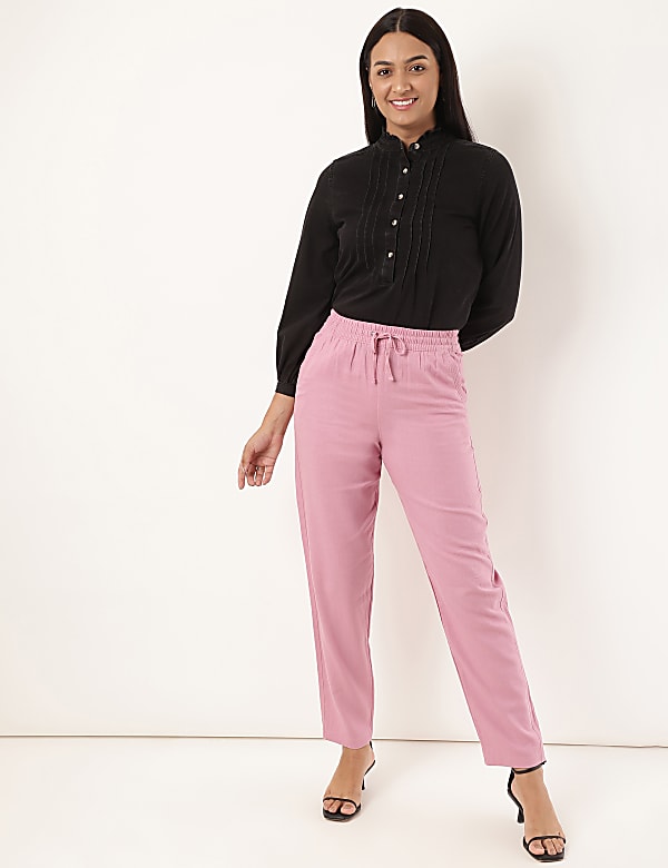 Linen Rich Straight Leg Trousers