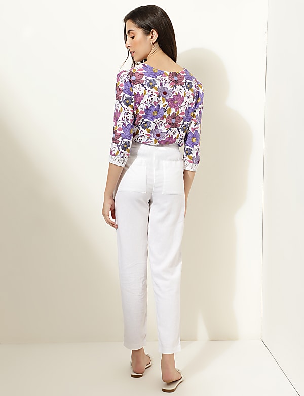 Linen Rich Straight Leg Trousers