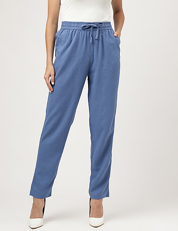 Linen Rich Straight Leg Trousers