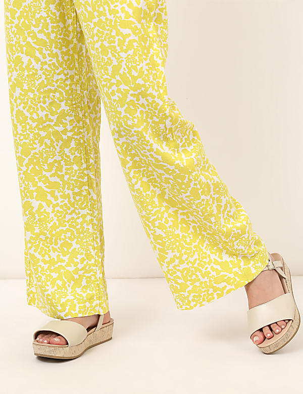 Linen rich Printed wide leg Pants