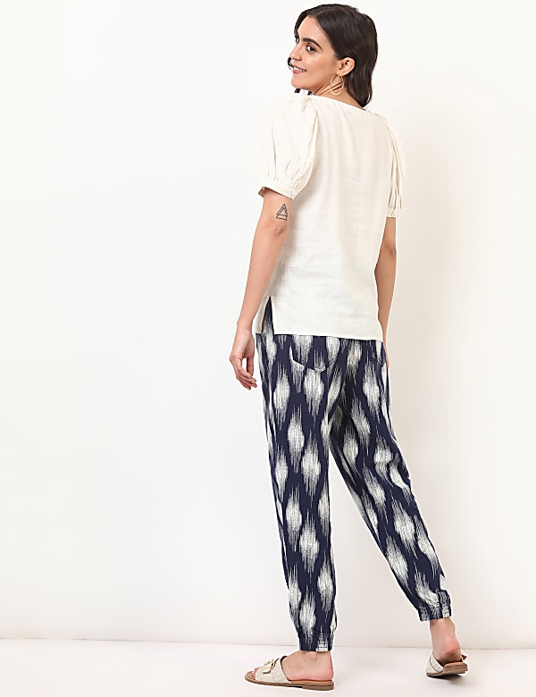 Linen Mix Printed Regular Fit Jogger