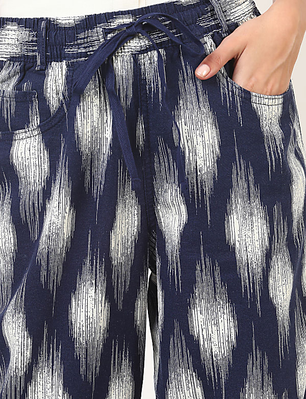 Linen Mix Printed Regular Fit Jogger