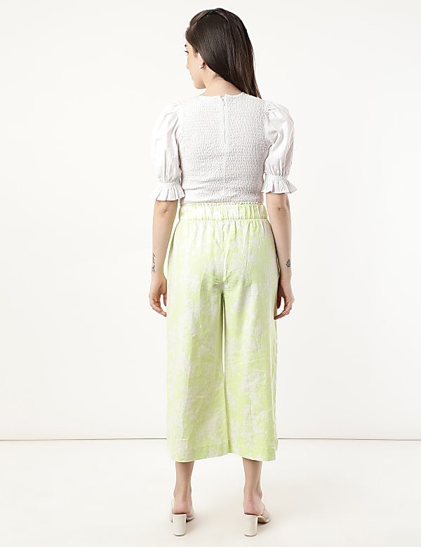 Linen Mix Printed Loose Fit Trouser