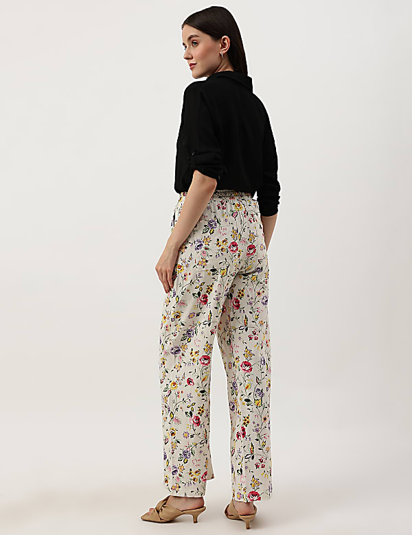 Linen Mix Printed Relaxed Fit Trouser