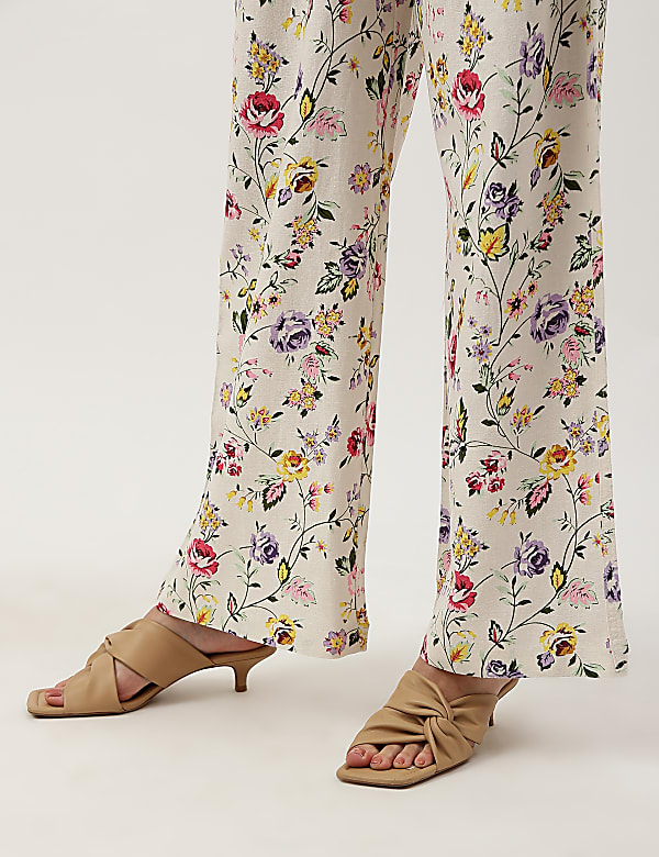 Linen Mix Printed Relaxed Fit Trouser
