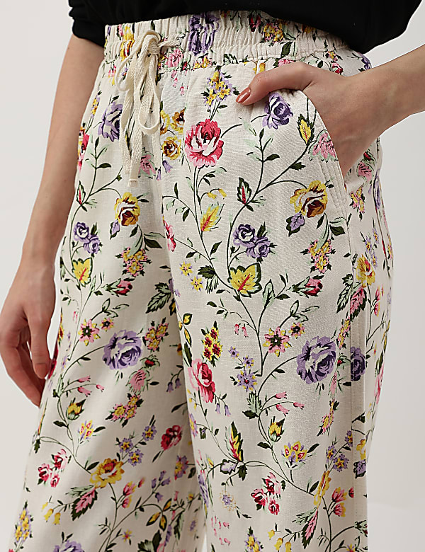Linen Mix Printed Relaxed Fit Trouser