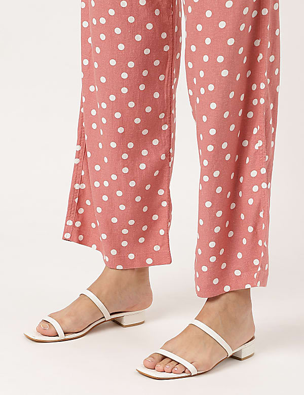 Polka Dot Drawstring Fit & Flared Trousers