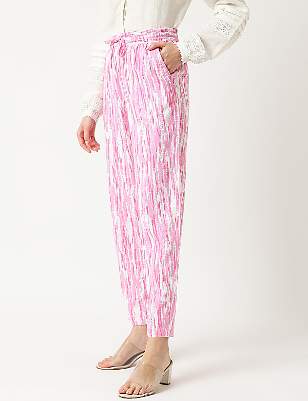 Linen Mix Tie-Dye Tapered Fit Trouser