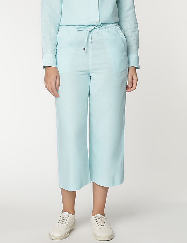 Linen Rich Wide Leg Relaxed Pants
