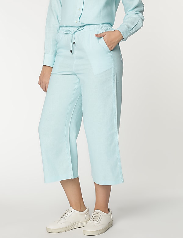 Linen Rich Wide Leg Relaxed Pants