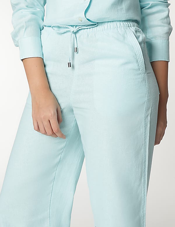 Linen Rich Wide Leg Relaxed Pants