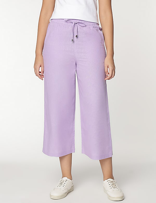 Linen Rich Wide Leg Relaxed Pants