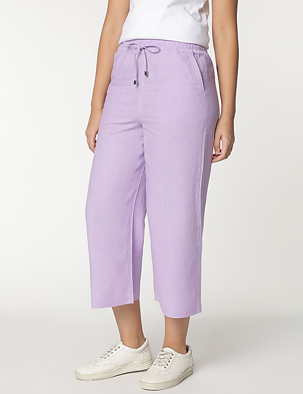 Linen Rich Wide Leg Relaxed Pants