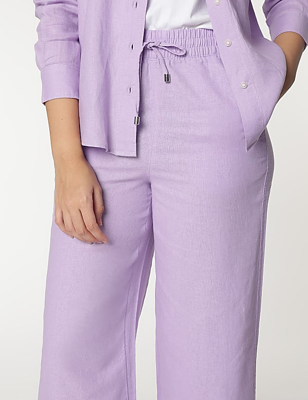 Linen Rich Wide Leg Relaxed Pants