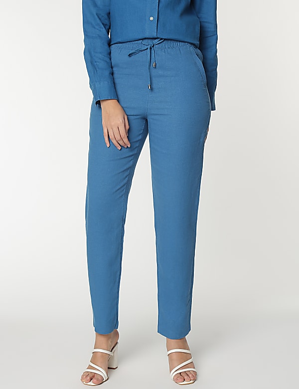 Linen Rich Tapered Fit Trousers